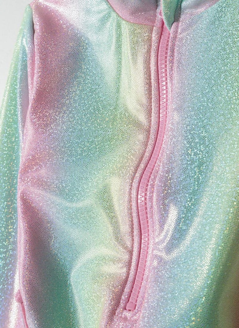 مينوتي بدلة سباحة قطعة واحدة للبنات بأكمام طويلة وسحاب أمامي - Image 3